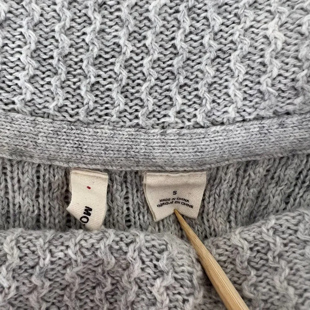 Anthropologie MOTH Cowl Neck Sweater, Light Grey, Cotton/Cashmere Blend,‎ Small